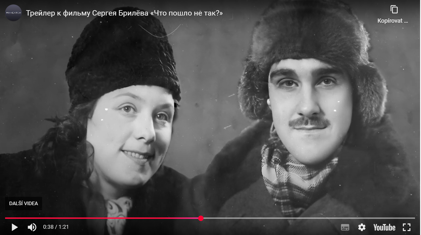 J. Dumnova a její manžel M. Jaunarena, screen z filmu Sergeje Briljeva Co se pokazilo?